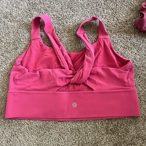 Athleta Fuchsia Twist Front Sports Bra